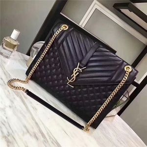 YSL Monogram Satchel Real Leather Handbag